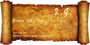 Kunz Géza névjegykártya